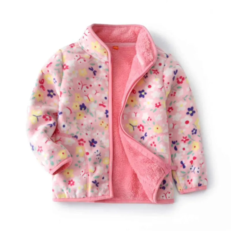 Mädchen Fleecejacke mit Blumen- und Tierprint – warme Übergangsjacke für Herbst und Winter, Größen 90–130 – Bild 6