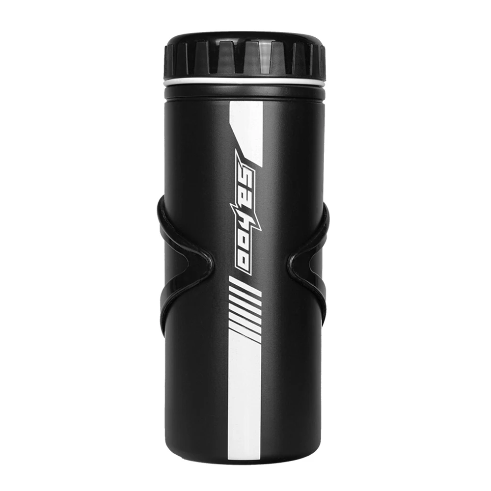 Schwarze Fahrrad-Werkzeugflasche mit weißem Streifen
