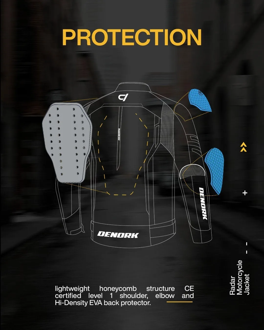 Motorradjacke mit integrierten CE-Protektoren