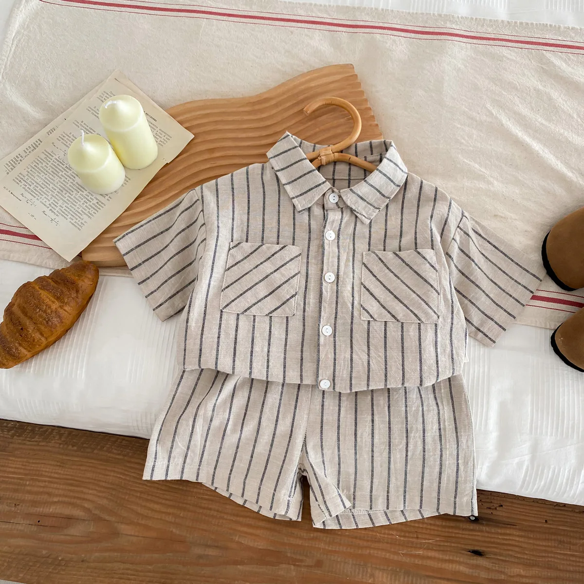 MILANCEL Jungen Sommer-Set 2-teilig – Gestreiftes Kurzarm-Shirt & Shorts – Bild 2