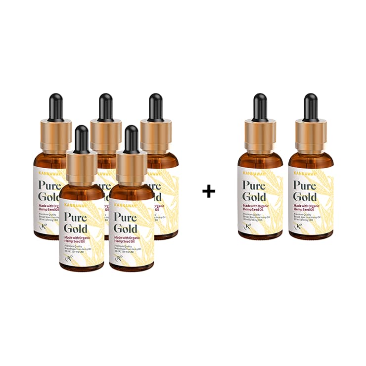 Kannaway Pure Gold 250 mg CBD – Vorteilspaket 5+2 mit sieben Einheiten