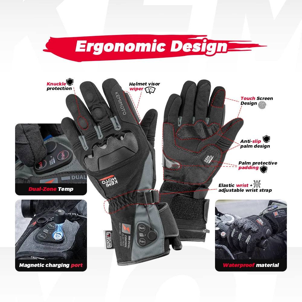 KEMIMOTO beheizbare Winterhandschuhe mit Touchscreen – Bild 5