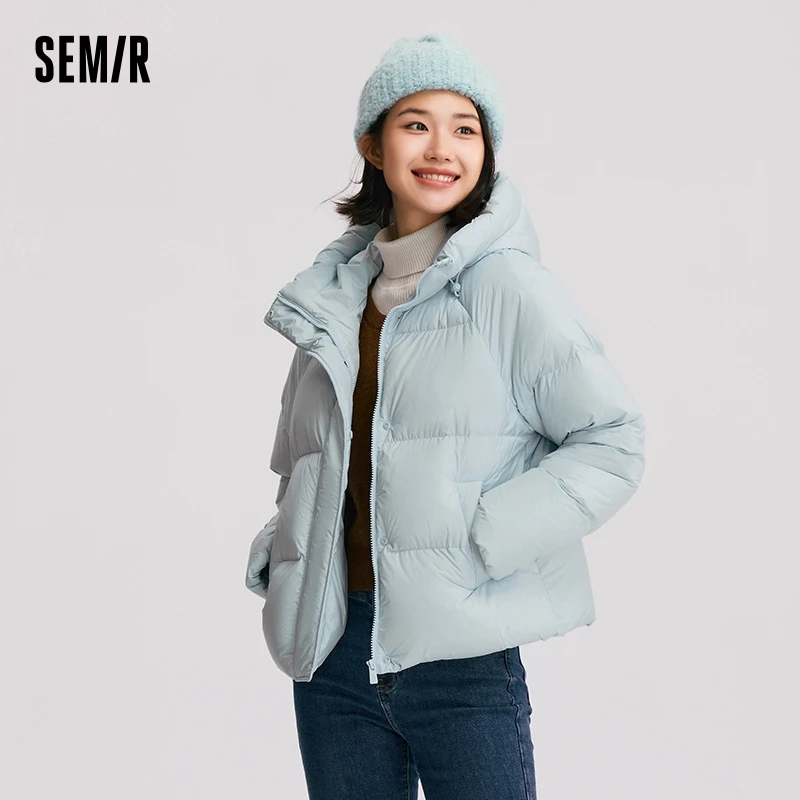 Damen-Daunenjacke mit Kapuze – einfarbige Winterjacke – Bild 2