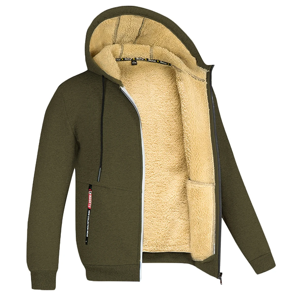 Warme Unisex Teddy-Fleecejacke mit Kapuze – Bild 18