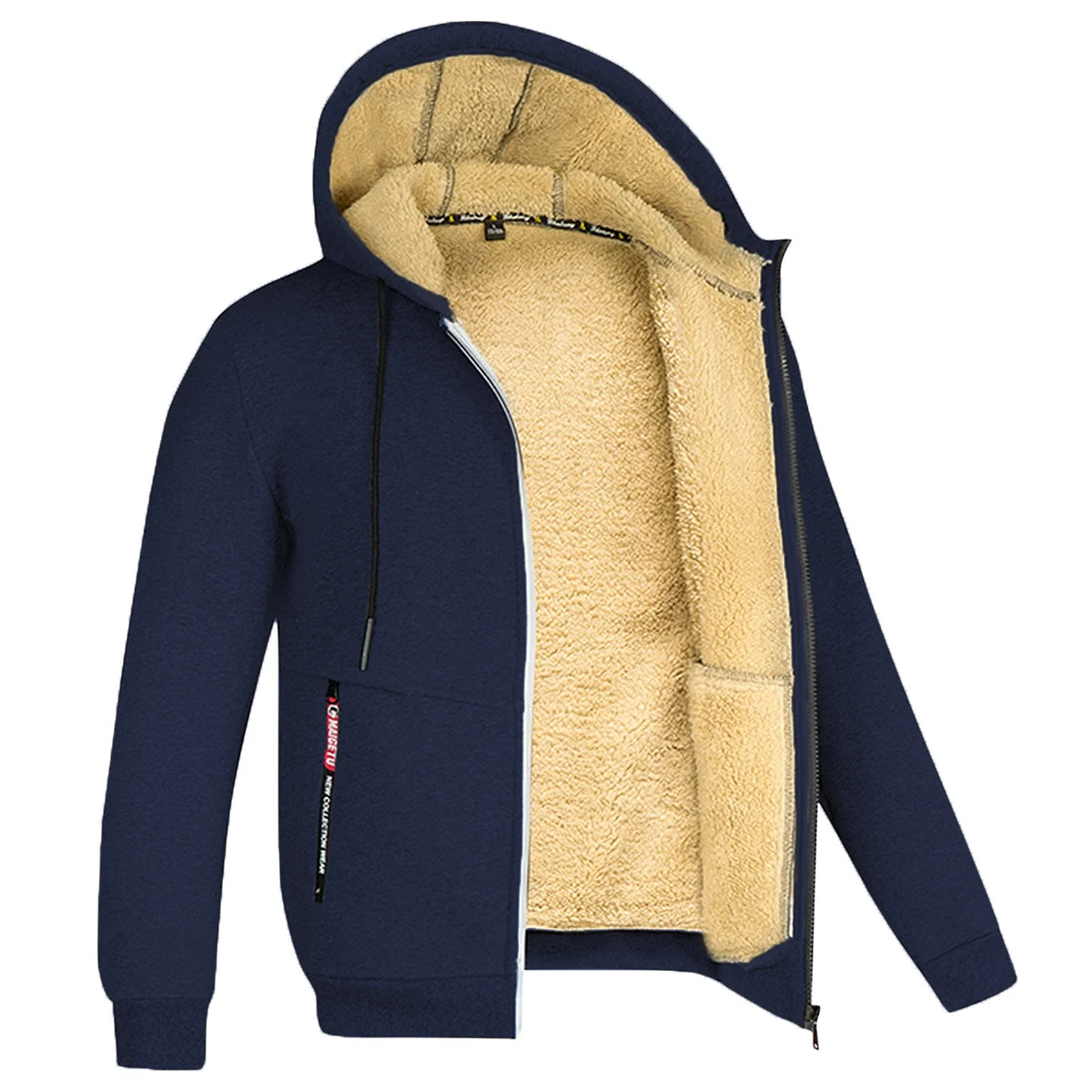 Warme Unisex Teddy-Fleecejacke mit Kapuze – Bild 9