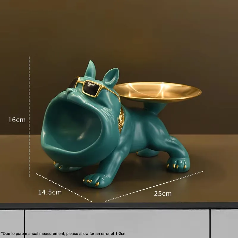 Bulldoggen-Dekofigur aus Kunstharz mit Ablageschale – Bild 6