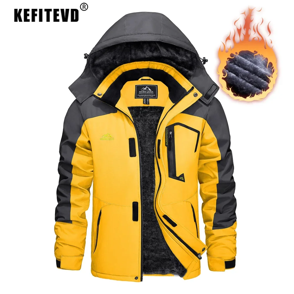 KEFITEVD Herren-Skijacke mit Fleecefutter
