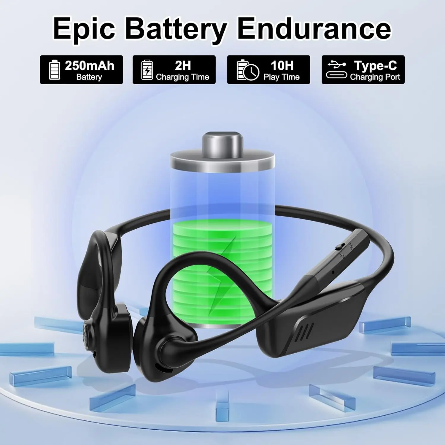 eppfun Open-Ear Bluetooth-Kopfhörer mit Mikrofon – Bluetooth 5.1 – Bild 2