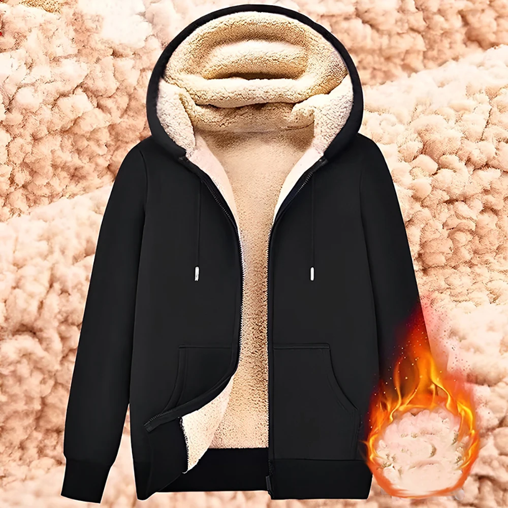 Warme Unisex Teddy-Fleecejacke mit Kapuze