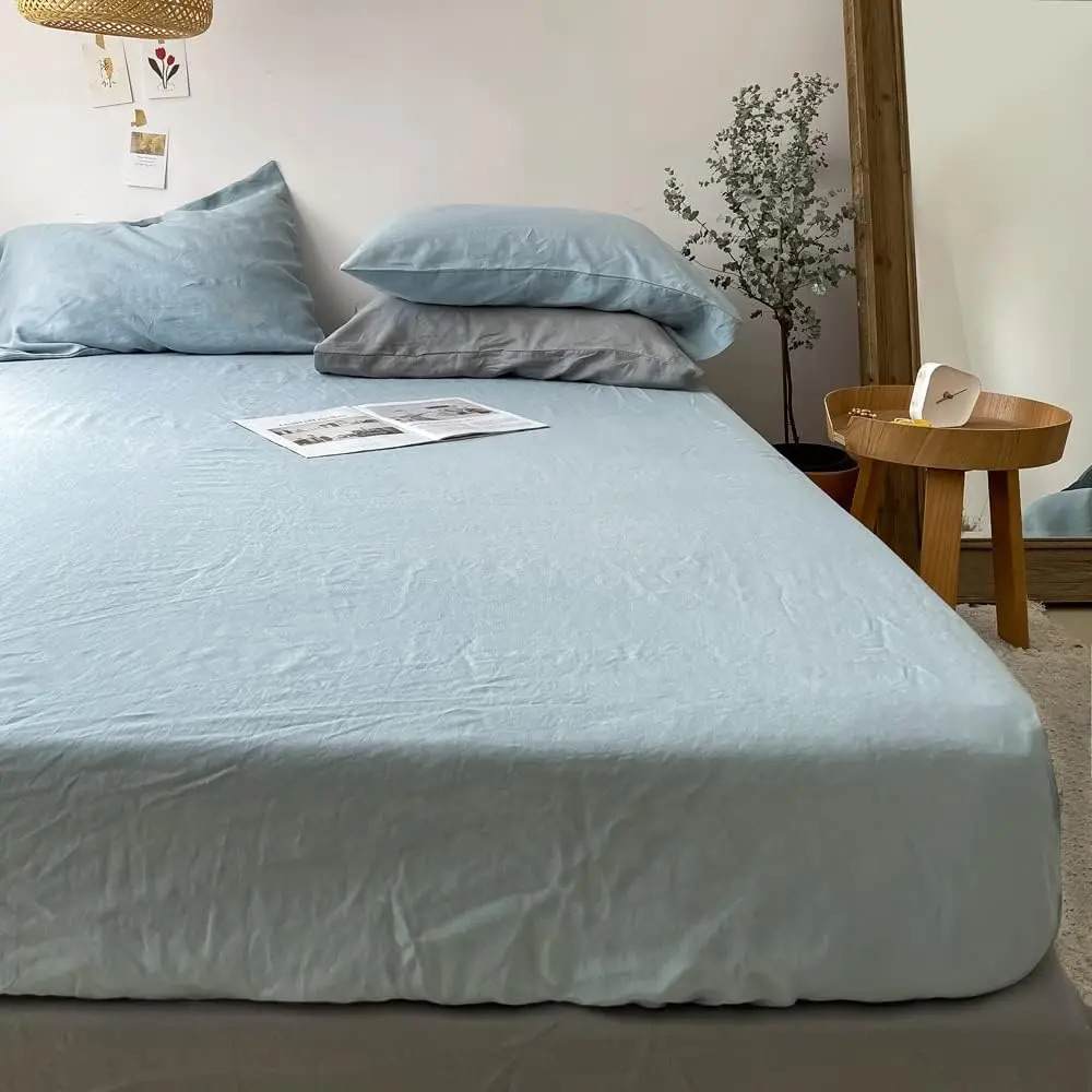 Spannbettlaken aus 100 % Leinen – Stonewashed, einfarbig – Bild 5