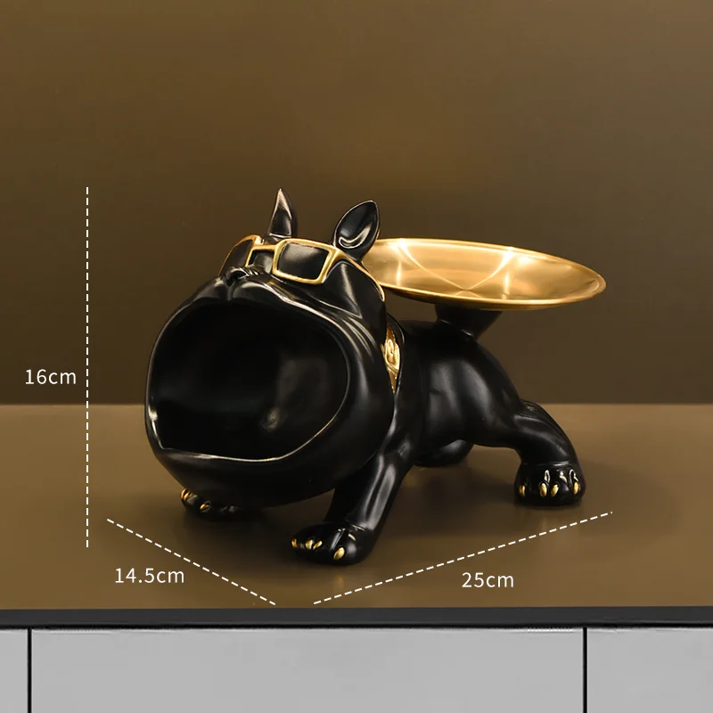 Bulldoggen-Dekofigur aus Kunstharz mit Ablageschale – Bild 7