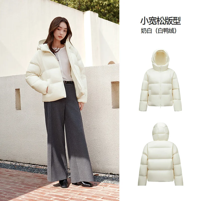 Damen-Daunenjacke mit Kapuze – einfarbige Winterjacke – Bild 8