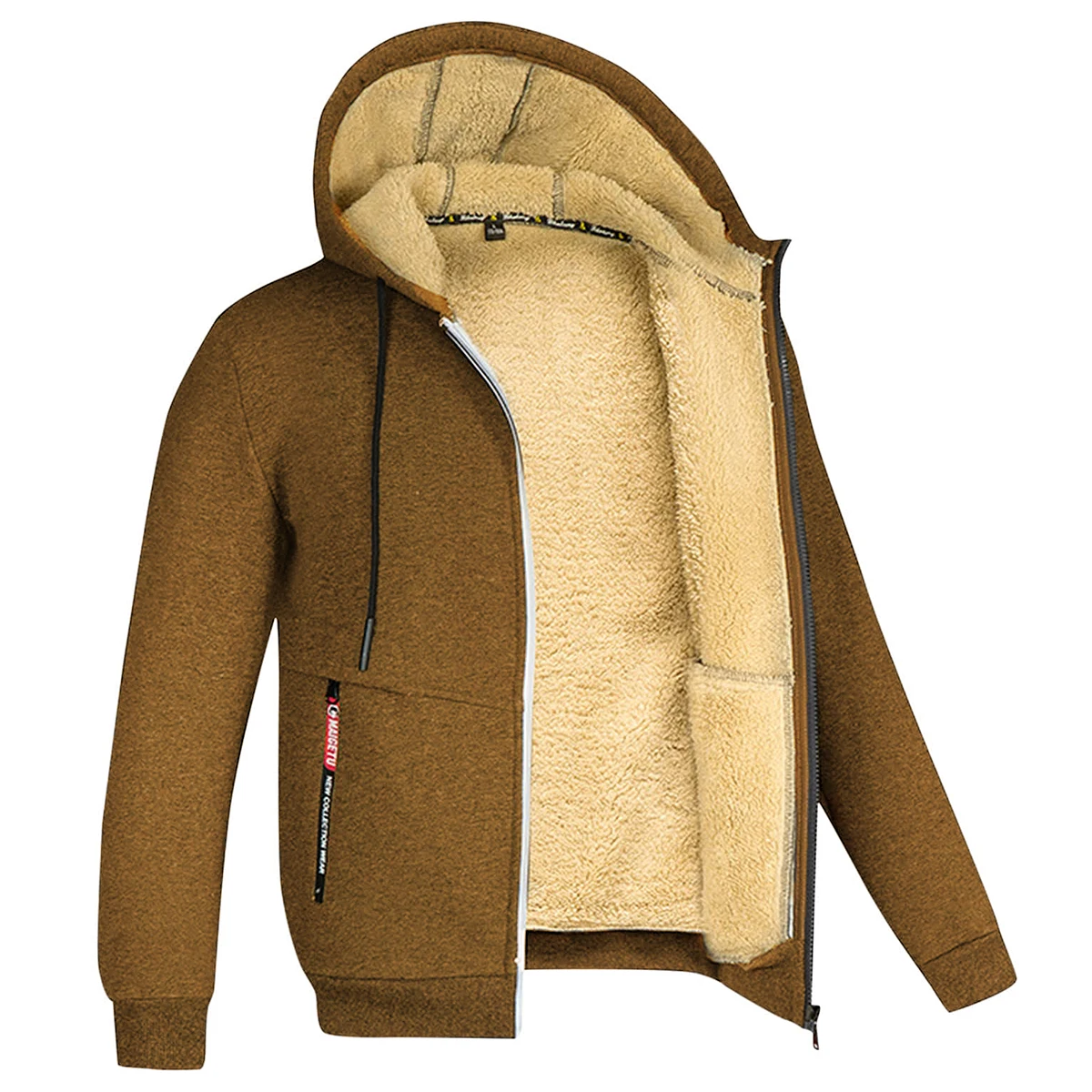 Warme Unisex Teddy-Fleecejacke mit Kapuze – Bild 16