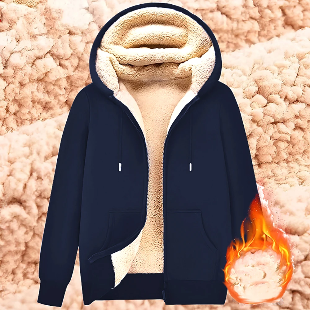 Warme Unisex Teddy-Fleecejacke mit Kapuze – Bild 4