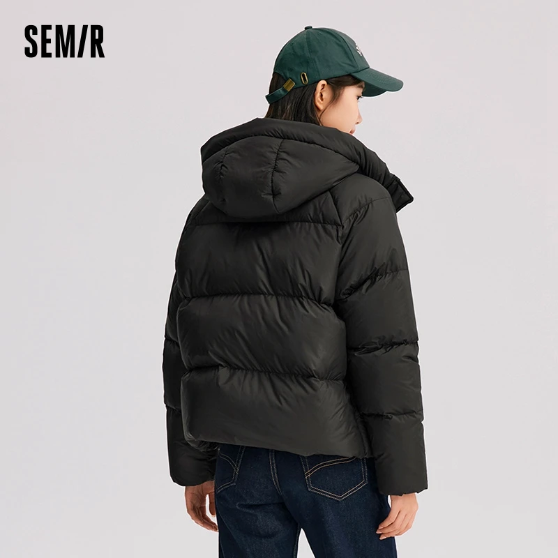 Damen-Daunenjacke mit Kapuze – einfarbige Winterjacke – Bild 6