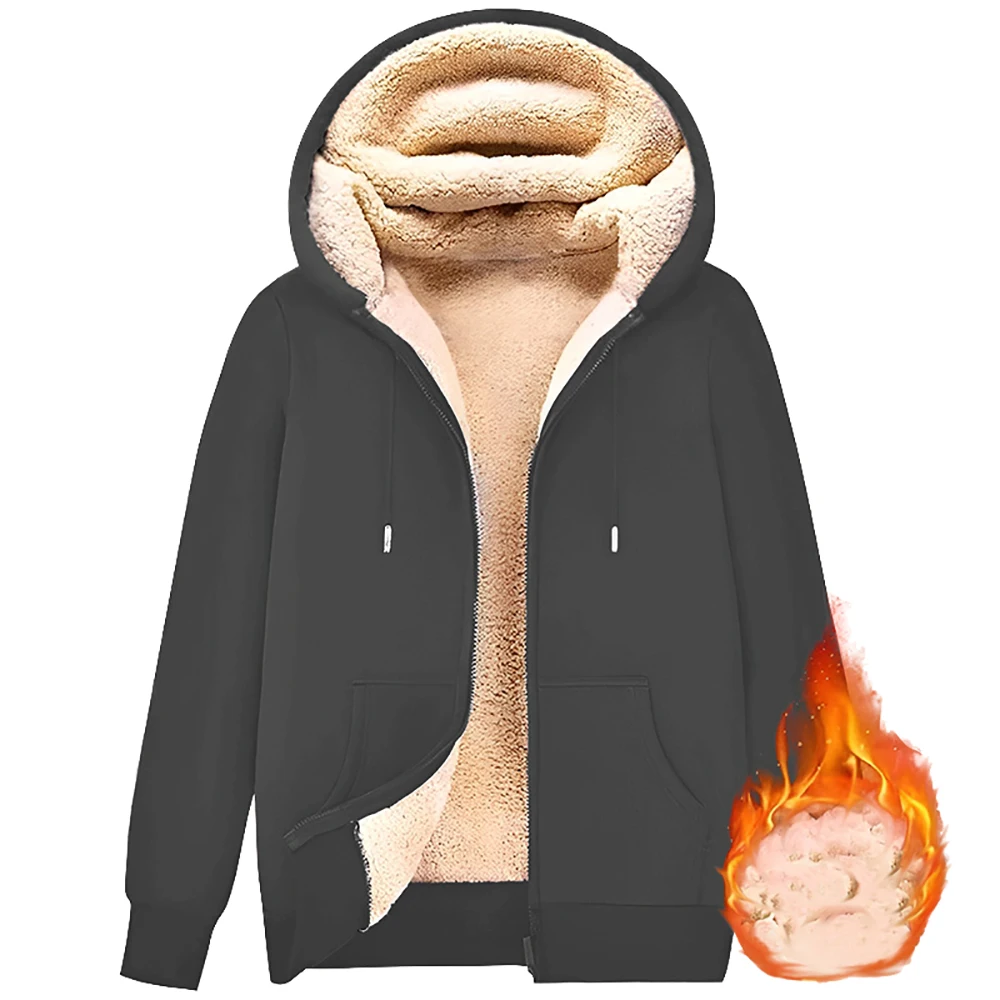 Warme Unisex Teddy-Fleecejacke mit Kapuze – Bild 15